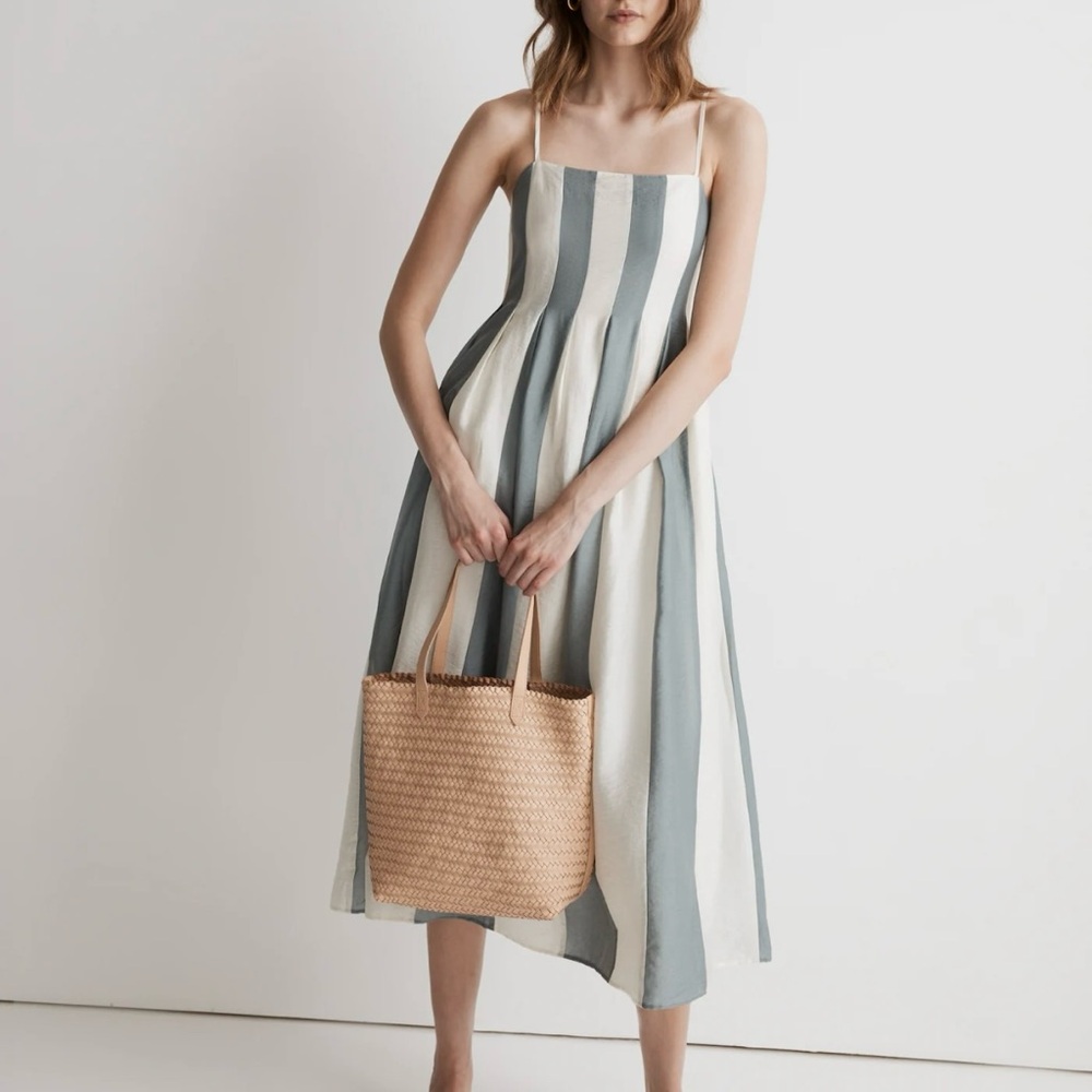 Madewell striped pleated midi dress